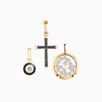 Anhänger, Kreuze und Brosche, Gelbgold 585