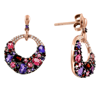 Ohrstecker mit Amethyst, Granat, Turmalin und Brillanten