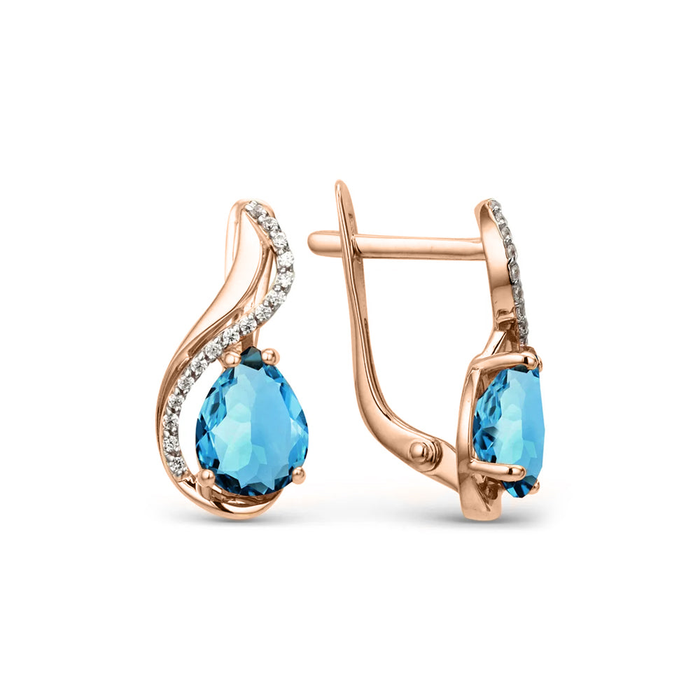 Ohrhänger mit London Blue Topas und Zirkonia
