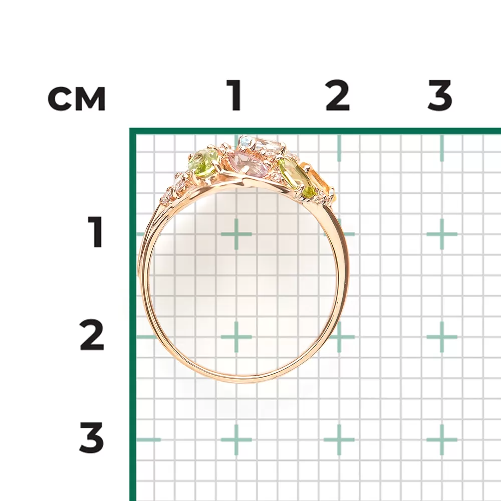 Damenring mit Zirkonia,Topas, Chrysolithen, Amethyst und Zitrin 3