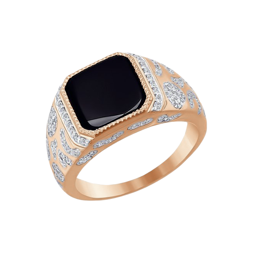 Herrenring mit Zirkonia und Onix
