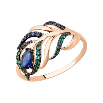 Damenring mit grünen und blauen Zirkonia