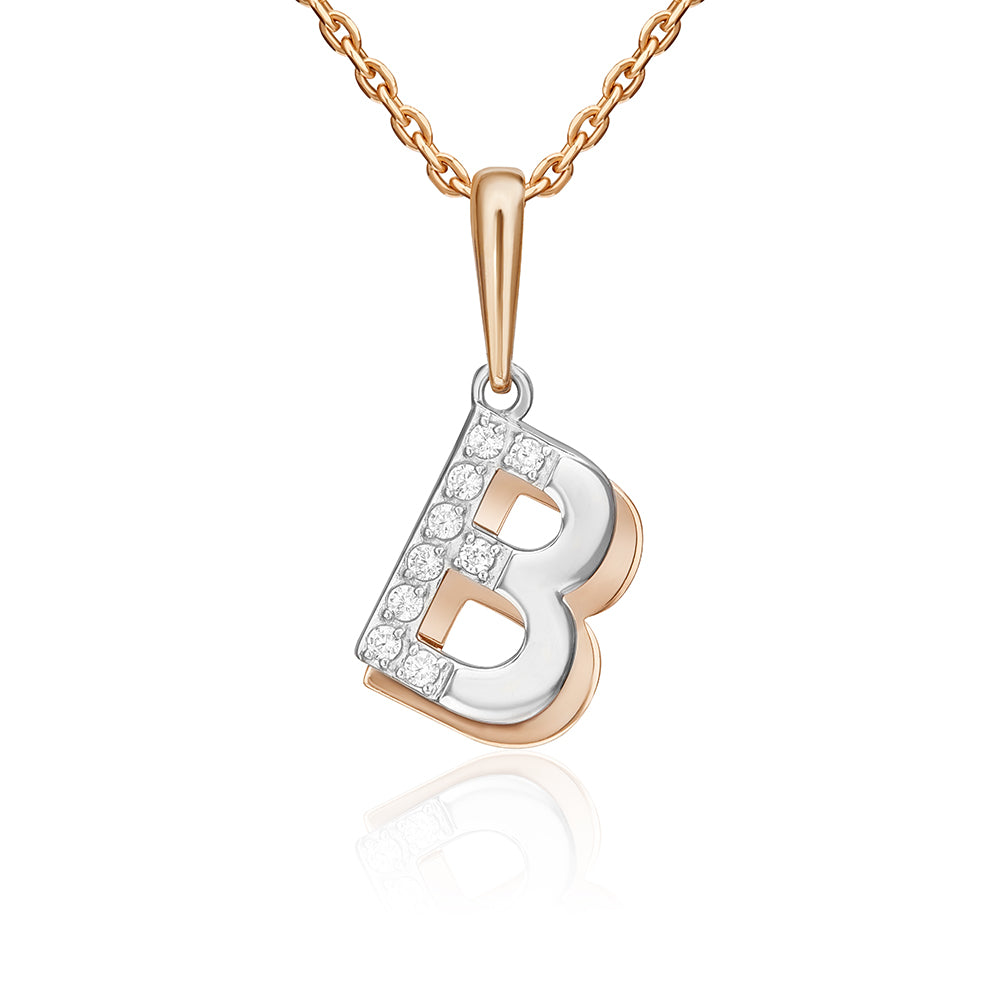 Buchstabenanhänger "B" mit Zirkonia