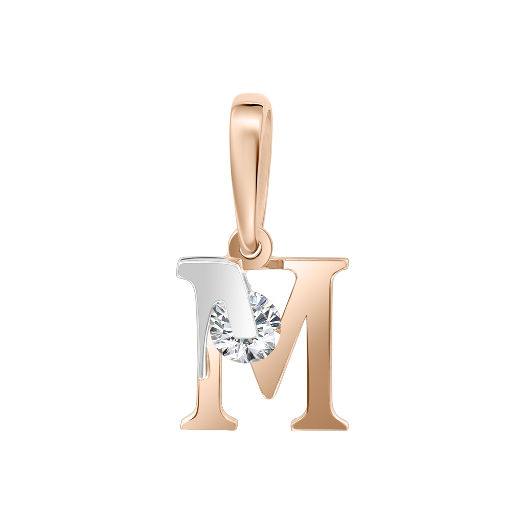 Buchstabenanhänger "M" mit Zirkonia