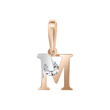 Buchstabenanhänger "M" mit Zirkonia