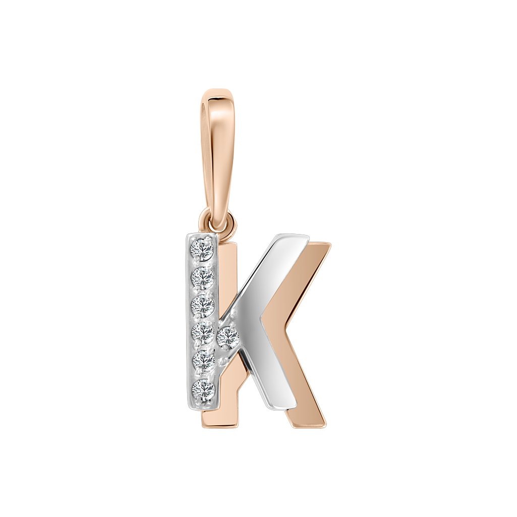 Buchstabenanhänger "K" mit Zirkonia