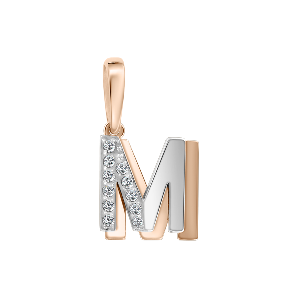 Buchstabenanhänger "M" mit Zirkonia