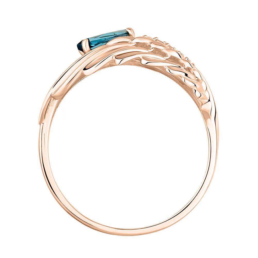 Damenring mit London Blue Topas und Zirkonia