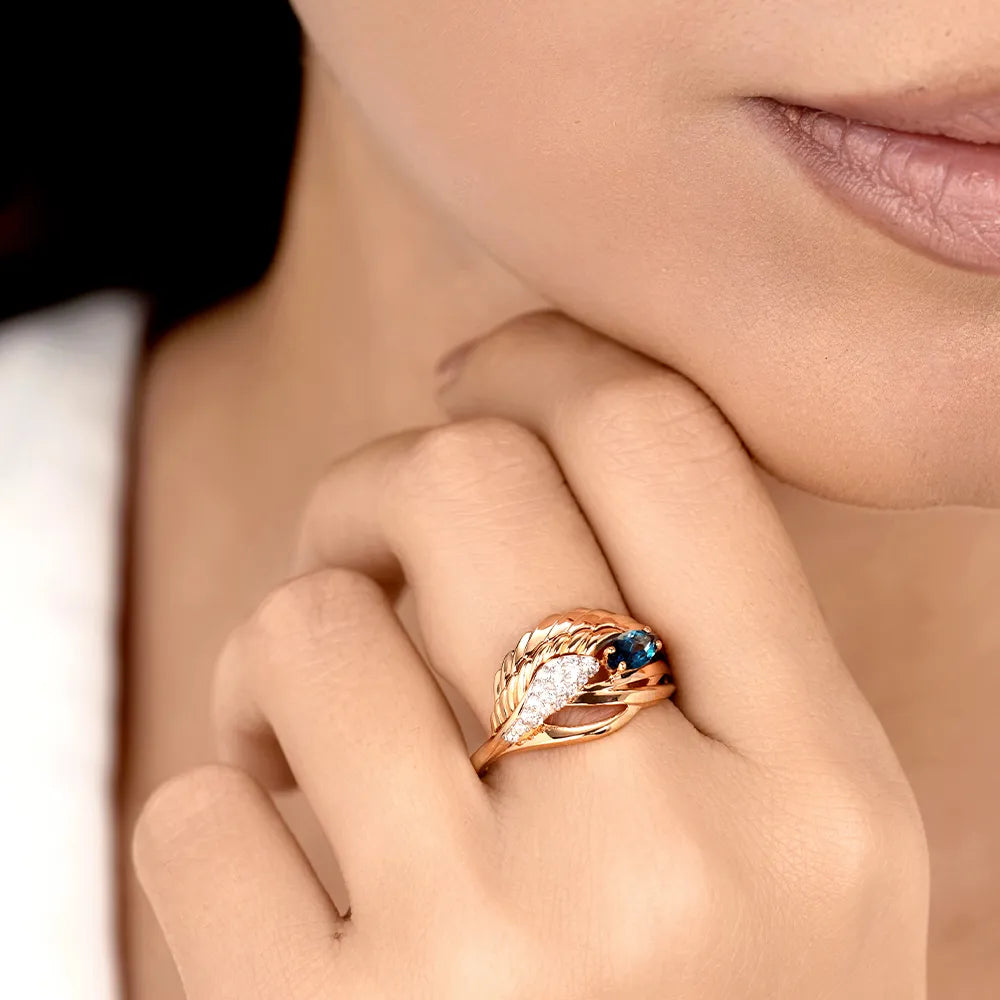 Damenring mit London Blue Topas und Zirkonia 4