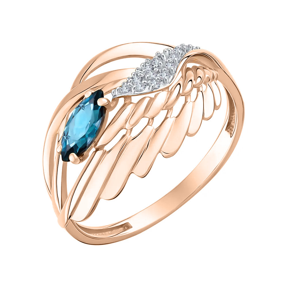Damenring mit London Blue Topas und Zirkonia
