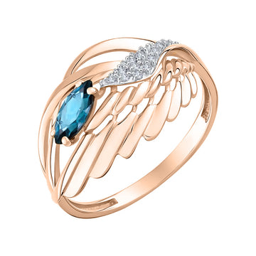 Damenring mit London Blue Topas und Zirkonia