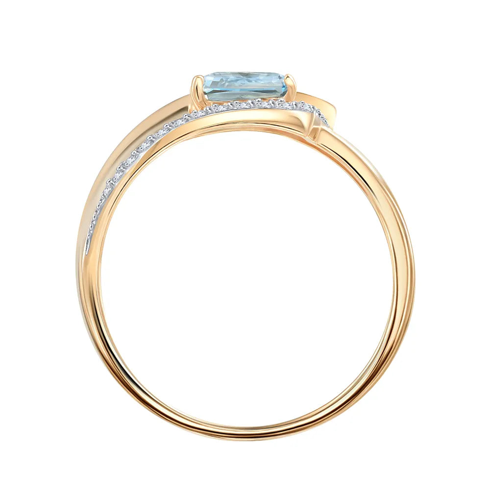 Damenring mit Swiss Blue Topas und Zirkonia 4