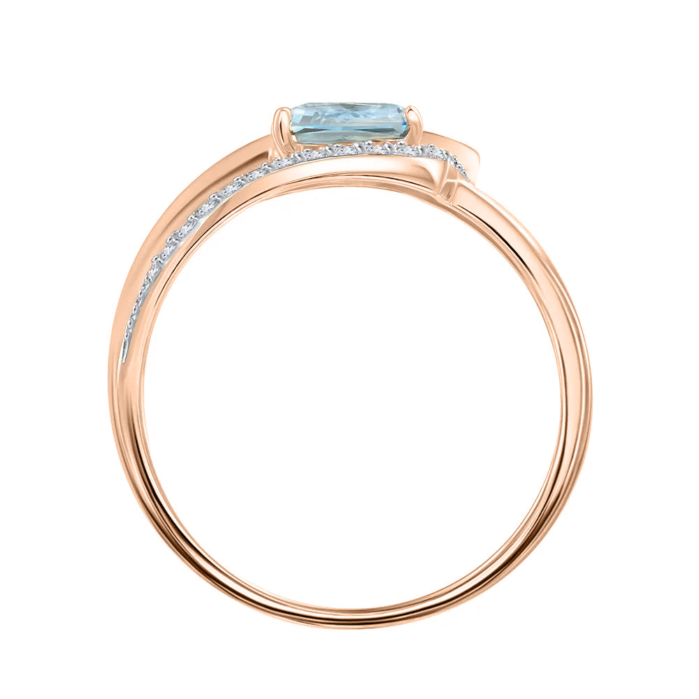 Damenring mit Swiss Blue Topas und Zirkonia