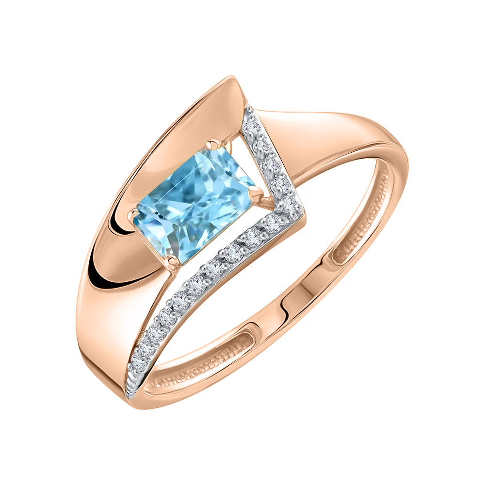 Damenring mit Swiss Blue Topas und Zirkonia