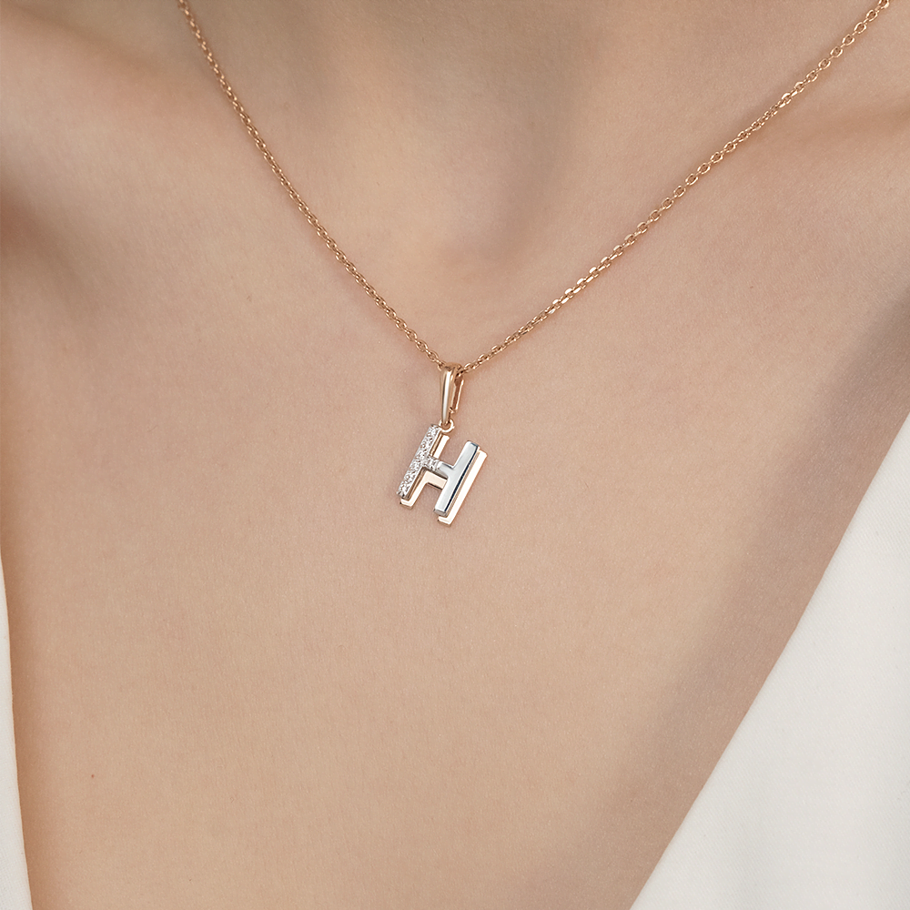 Buchstabenanhänger "H" mit Zirkonia 2