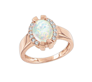 Damenring mit Opal und Zirkonia