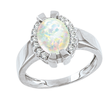 Damenring mit Opal und Zirkonia