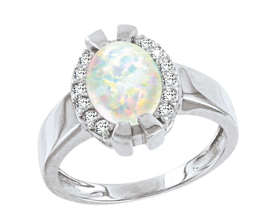Damenring mit Opal und Zirkonia