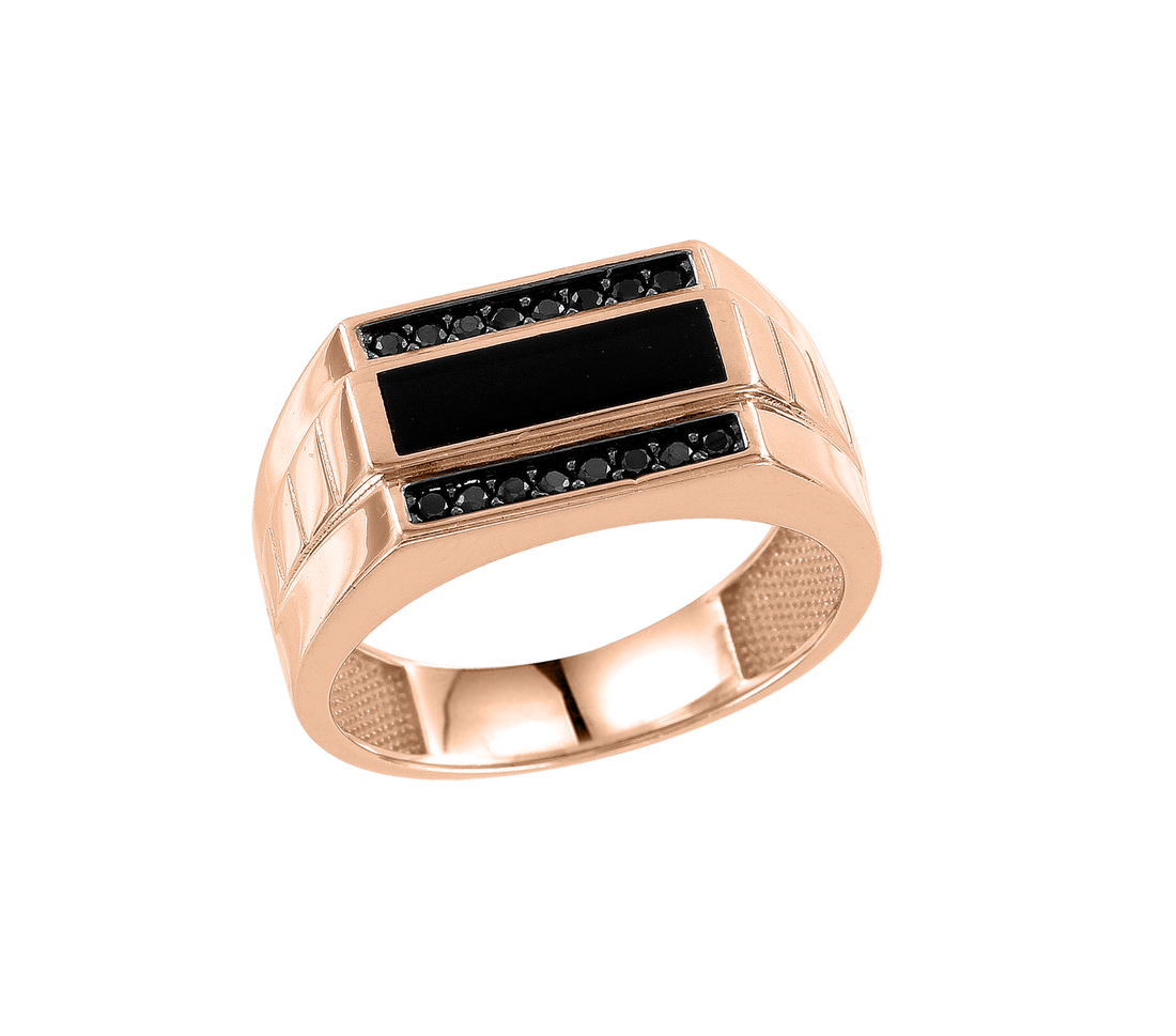Herrenring mit Onyx und Zirkonia