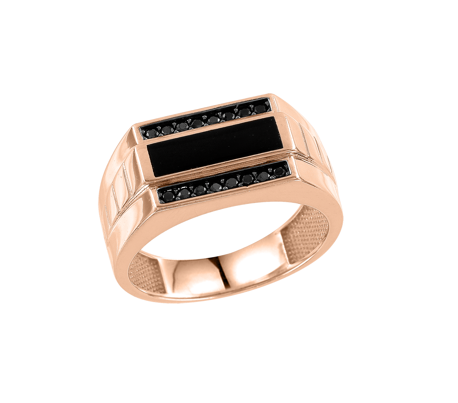 Herrenring mit Onyx und Zirkonia
