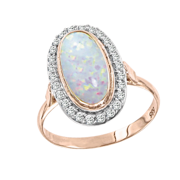 Damenring mit Opal und Zirkonia