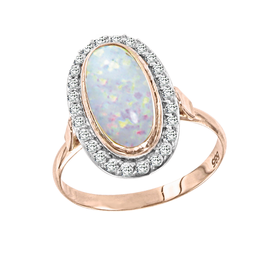 Damenring mit Opal und Zirkonia