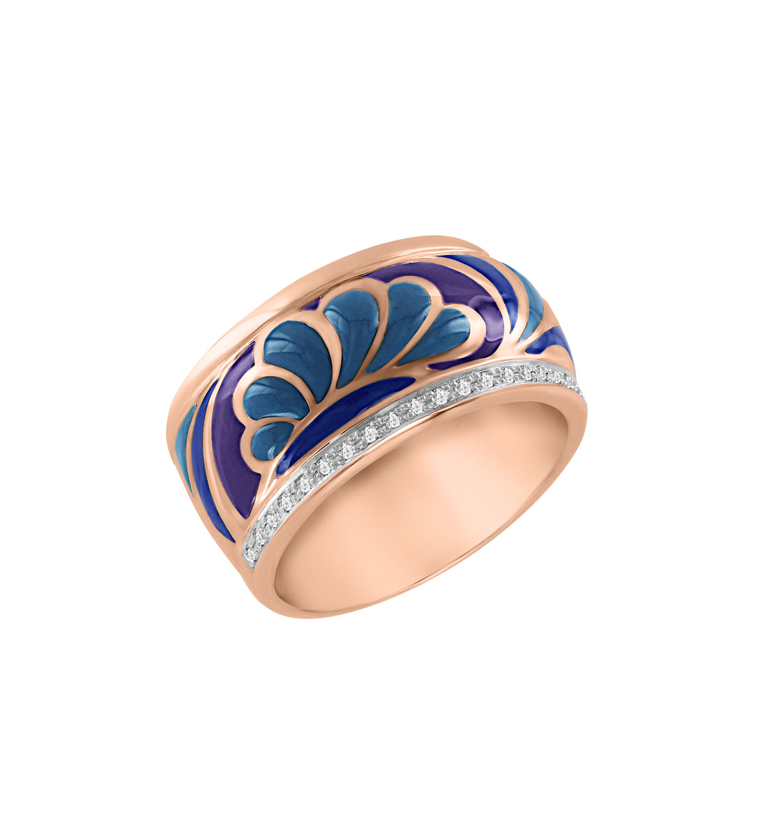 Damenring mit Brillanten  und Emaille, Gold 585