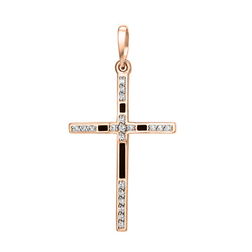 Anhänger – Kreuz mit Zirkonia und Emaille