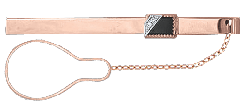 Krawattenhalter mit Zirkonia und Onyx