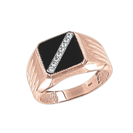 Herrenring mit Onix und Zirkonia