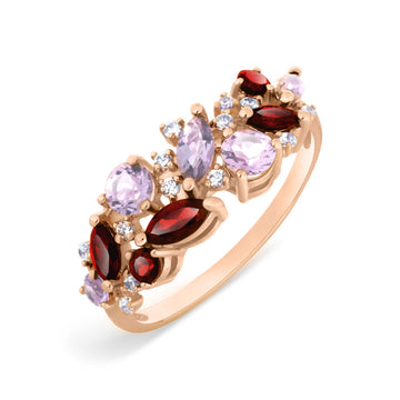 Damenring mit Amethyst und Zirkonia