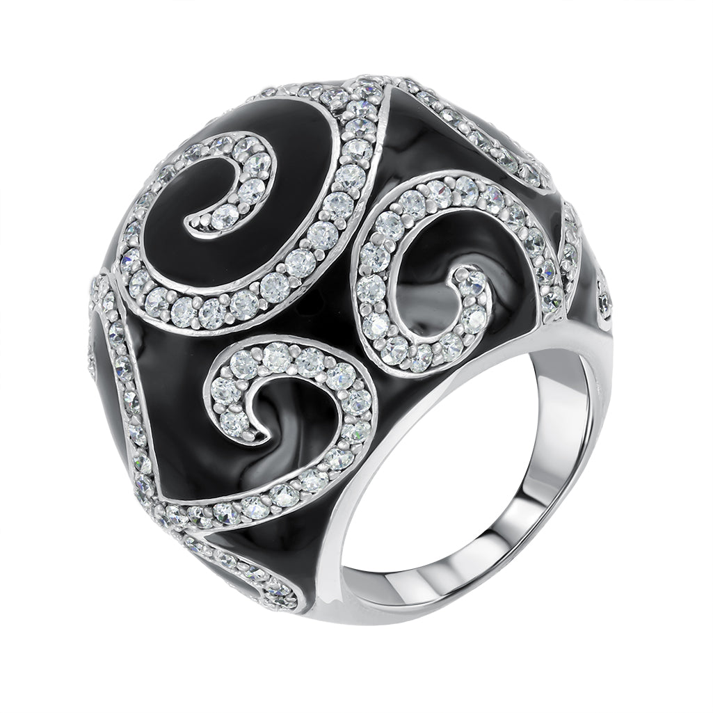 Damenring mit Onyx und Zirkonia