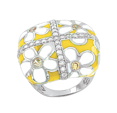 Damenring mit Emaille und Zirkonia 2