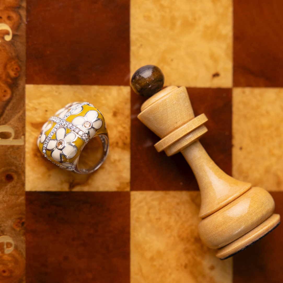 Damenring mit Emaille und Zirkonia 2