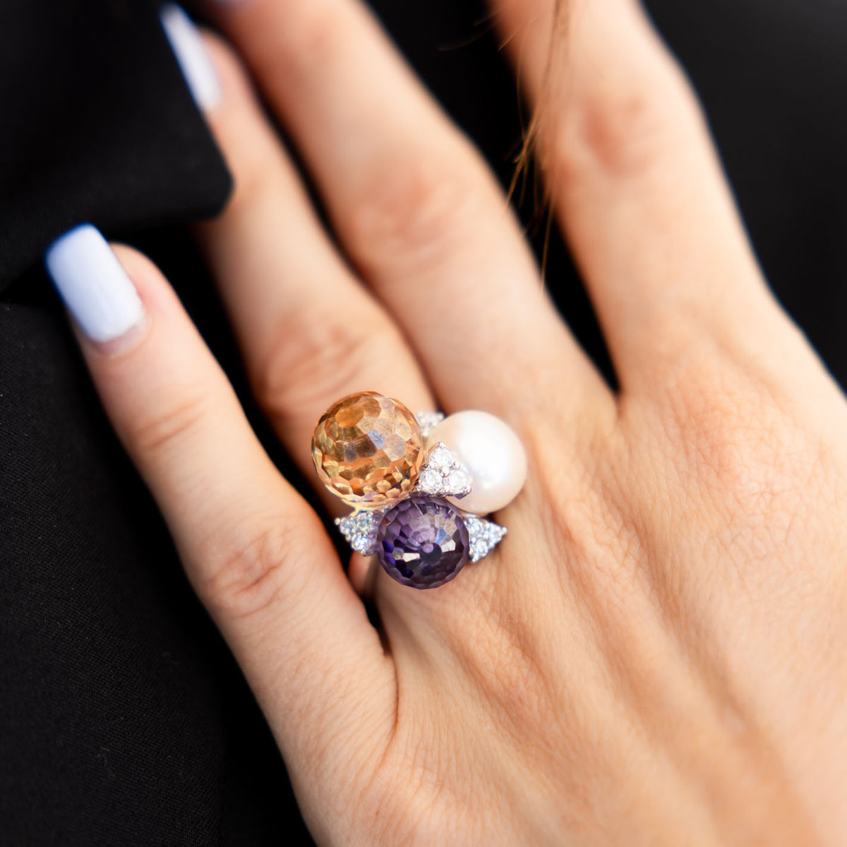Damenring mit Perle und Zirkonia 3