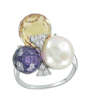 Damenring mit Perle und Zirkonia 2