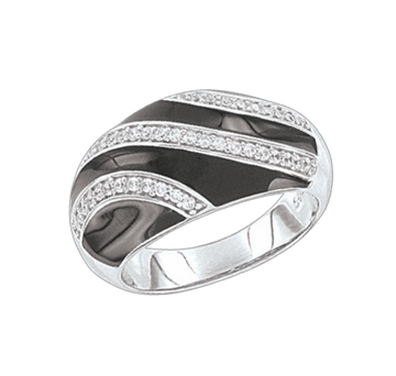 Damenring mit Emaille und Zirkonia