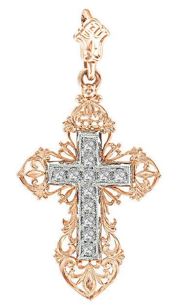 Anhänger Kreuz - Rot-/Weißgold