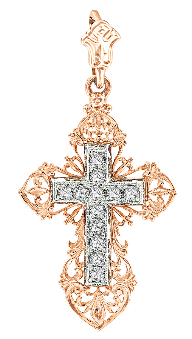 Anhänger Kreuz - Rot-/Weißgold