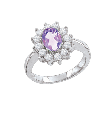 Damenring mit Zirkonia und Amethyst syn.