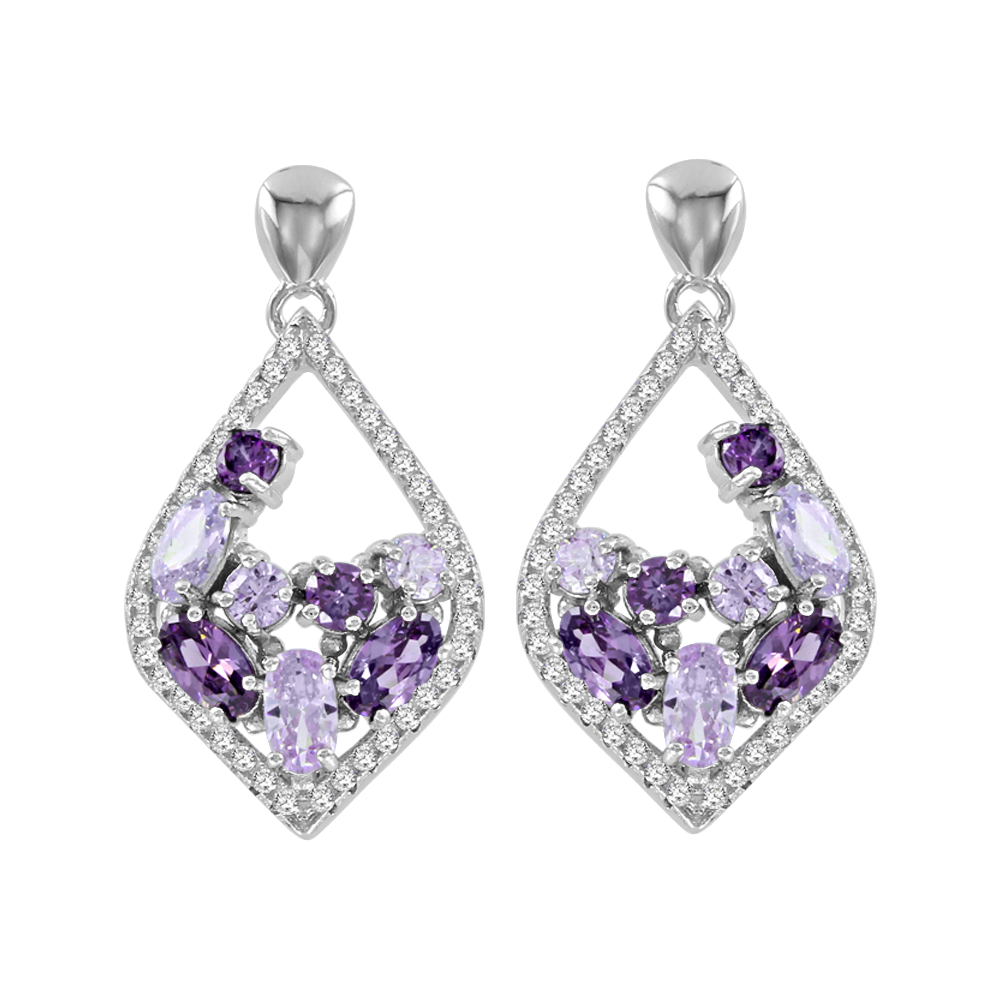Ohrstecker rhodiniert mit Amethyst