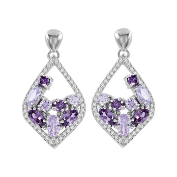 Ohrstecker rhodiniert mit Amethyst