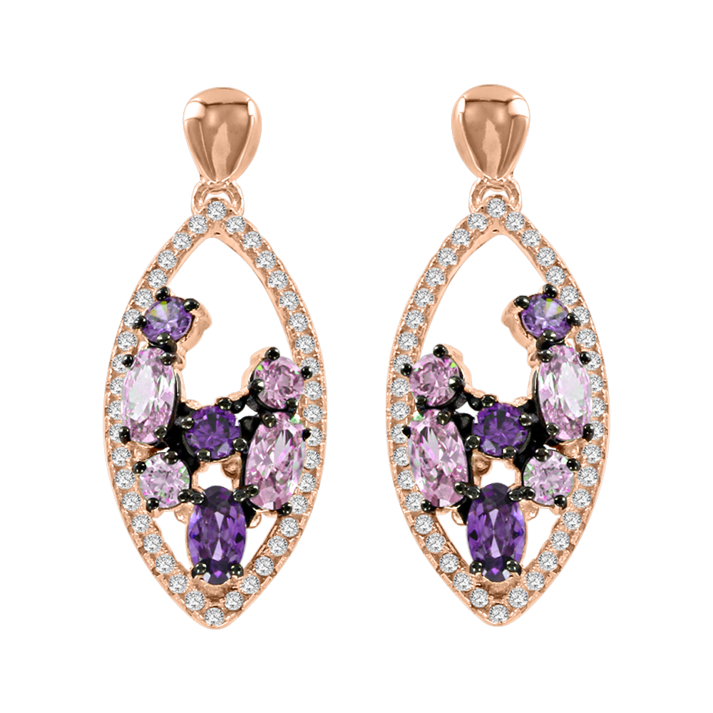 Ohrstecker vergoldet mit Amethyst und  Zirkonia
