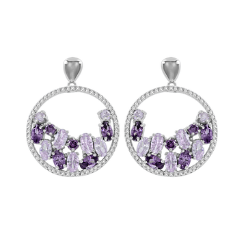Ohrstecker rhodiniert mit Amethyst