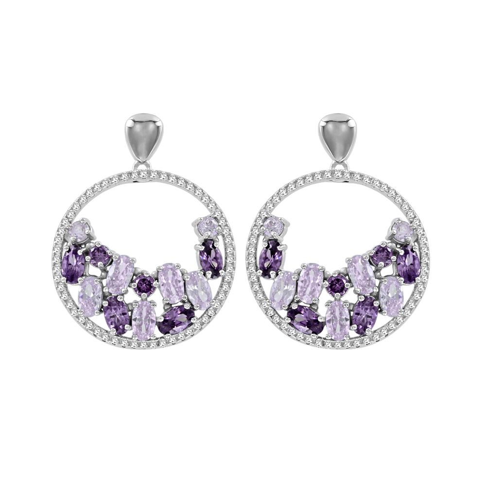 Ohrstecker rhodiniert mit Amethyst