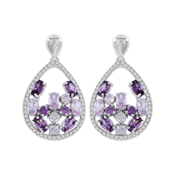 Ohrstecker rhodiniert mit Amethyst