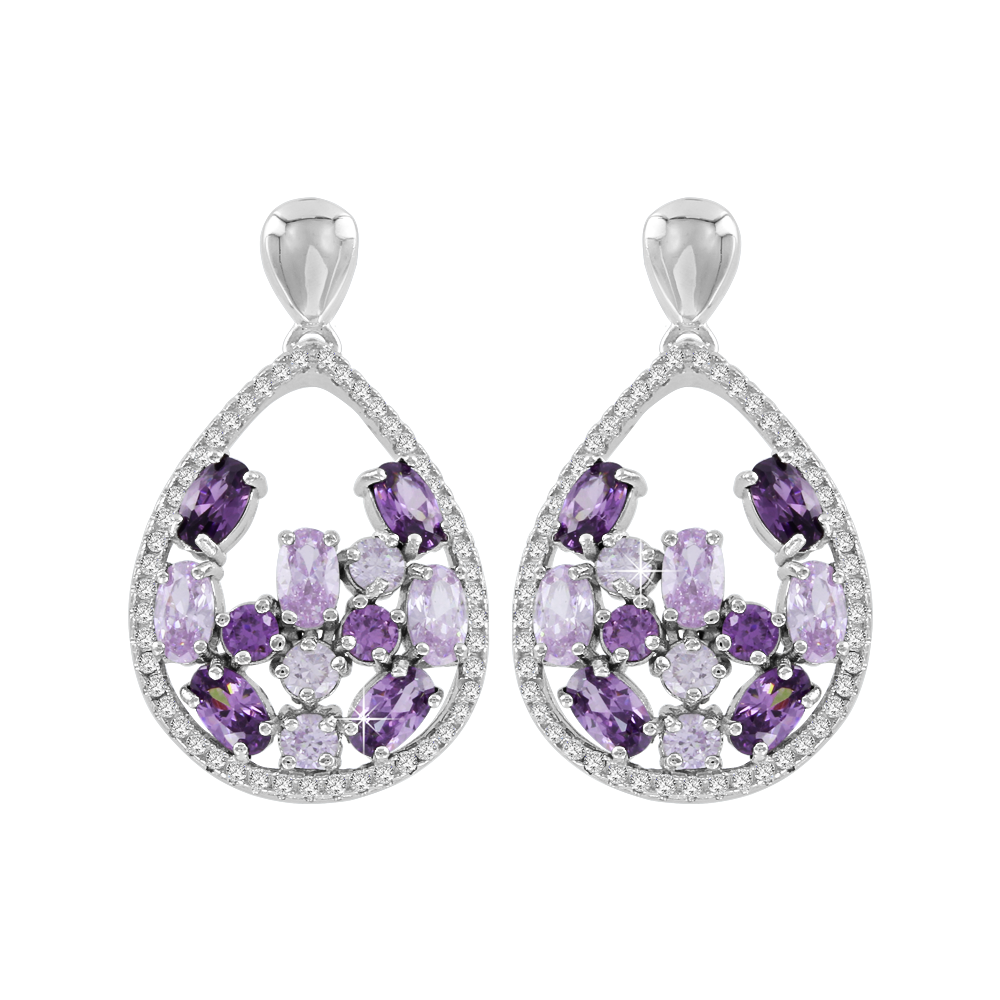 Ohrstecker rhodiniert mit Amethyst