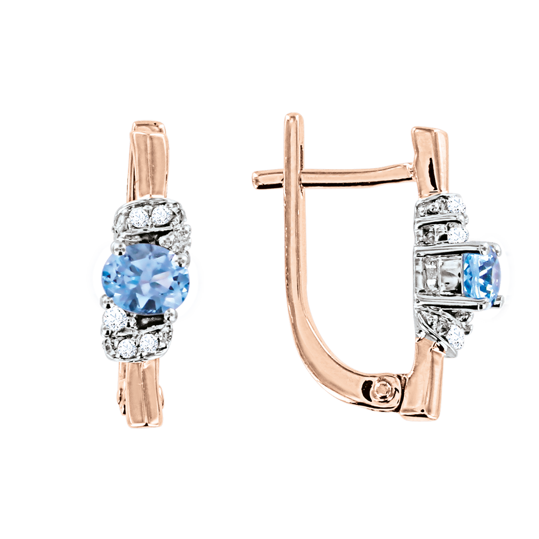 Ohrhänger mit blauem Topas und Brillanten