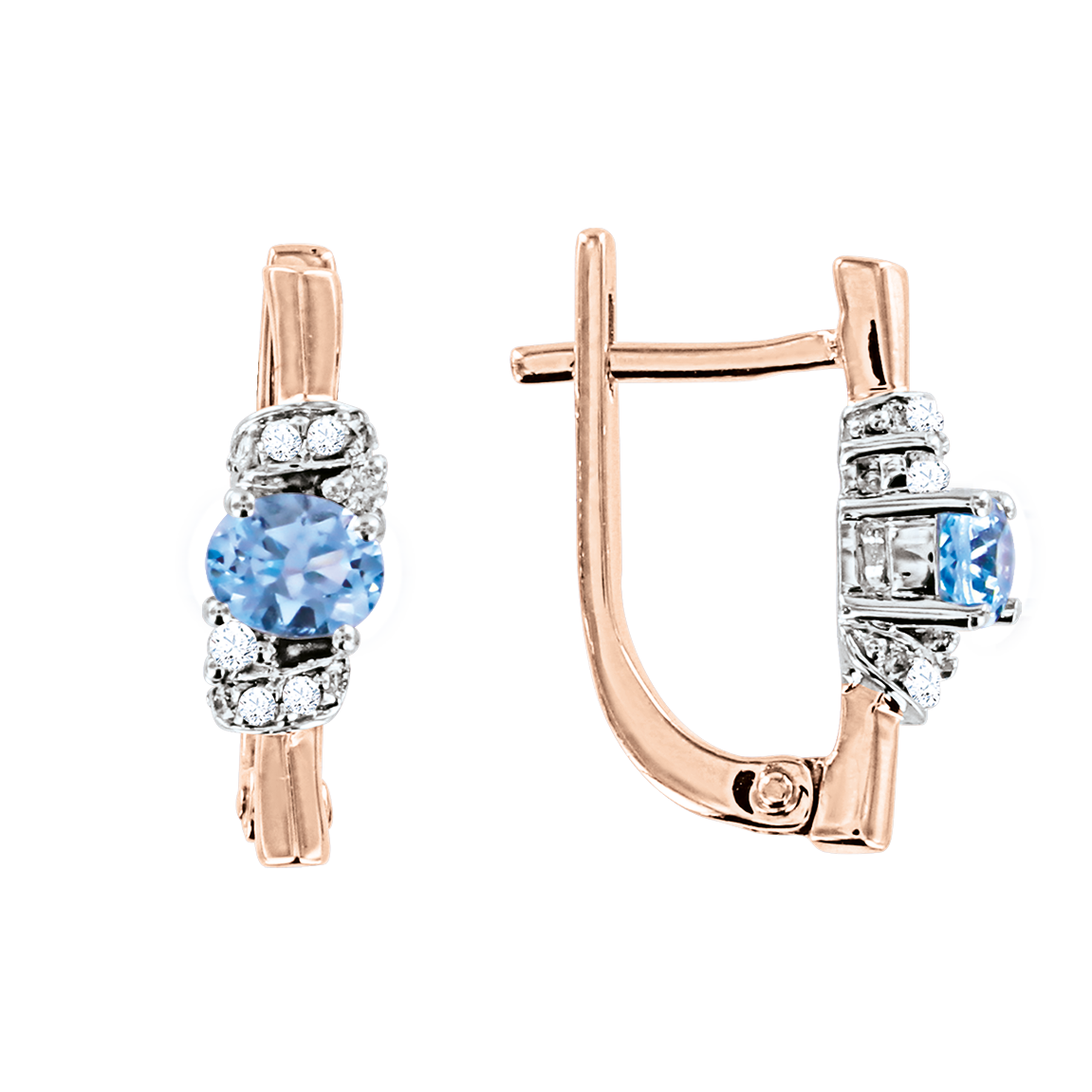 Ohrhänger mit blauem Topas und Brillanten
