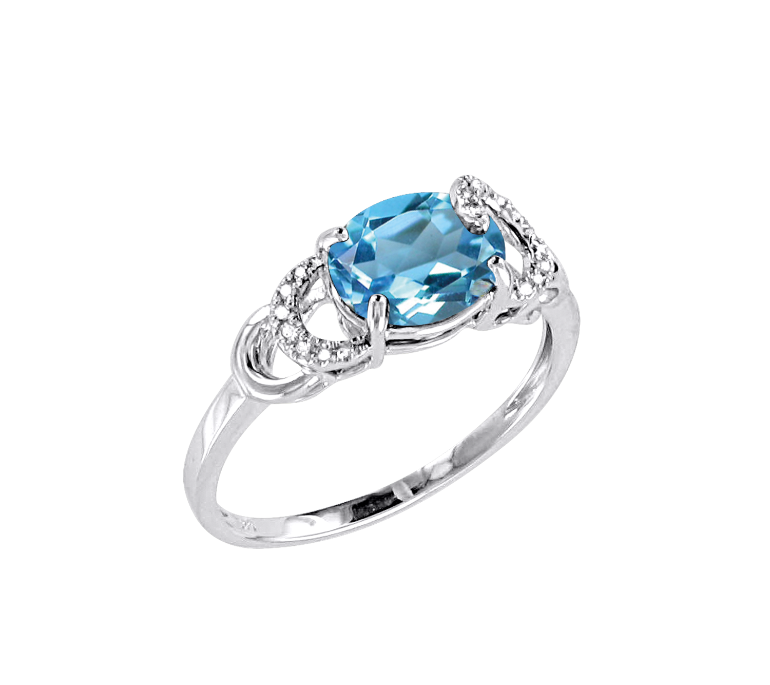 Damenring mit Brillanten und London Blue Topas